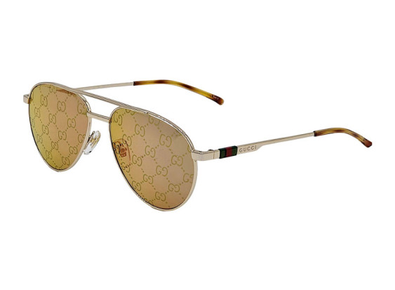 Gucci GG1679S 002 Shiny Gold/Yellow with GG Logo Pattern Mirror