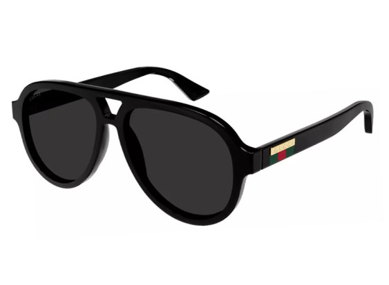 Gucci GG0767S 005 Shiny Black/Grey Polarized