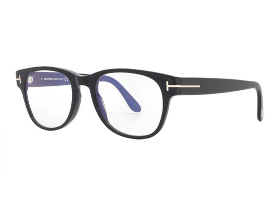 Tom Ford FT5898-B 001 Shiny Black/Clear Blue Light Block 52mm