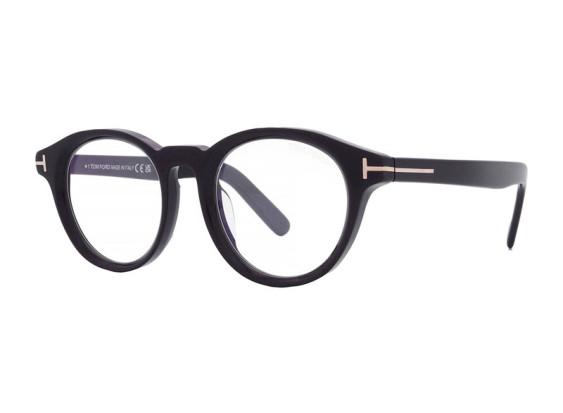 Tom Ford FT5931-D-B 001 Shiny Black/Clear Blue Light Block Lenses 49mm