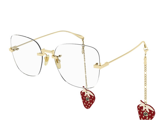 Gucci GG1150O 003 Gold with Detachable Red Strawberry Charms 59mm
