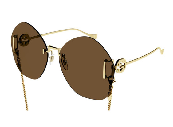 Gucci GG1203S 003 Gold/Brown with Gold Chain