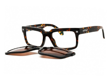 Off-White OERI130 CLIP ON2 6064 Havana/Clear with Magnetic Clip-On Brown