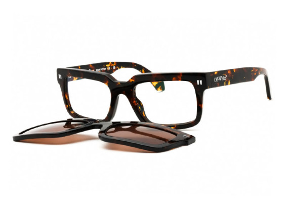 Off-White OERI130 CLIP ON2 6064 Havana/Clear with Magnetic Clip-On Brown