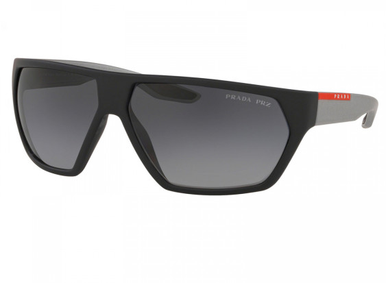 Prada PS08US 4535W1 Black Rubber/Grey Gradient Polarized