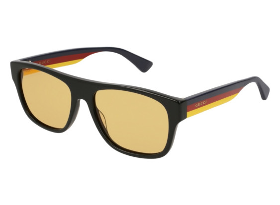 Gucci GG0341S 005 Black with Blue/Red/Yellow Stripe/Yellow
