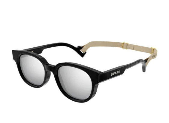 Gucci GG1237SA 002 Shiny Black/Silver Mirror