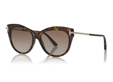 Tom Ford FT0821 52H Shiny Dark Havana with Rose Gold/Polarized Brown