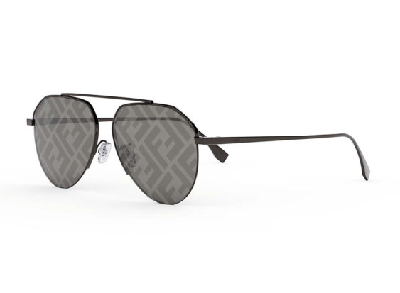 Fendi FE40061U 12C Shiny Dark Ruthenium/Smoke Mirror