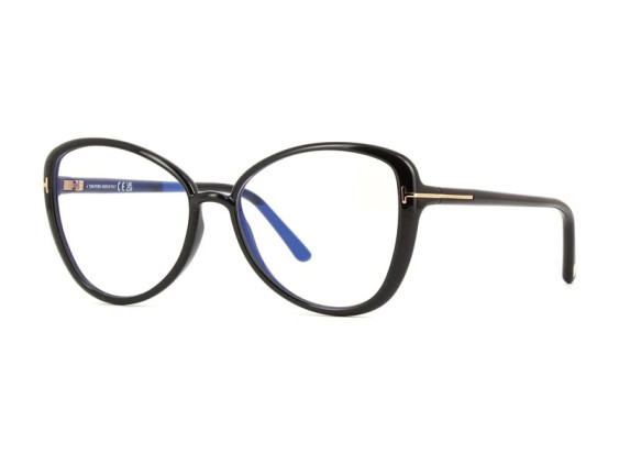 Tom Ford FT5907-B 001 Shiny Black/Clear Blue Light Block 55mm