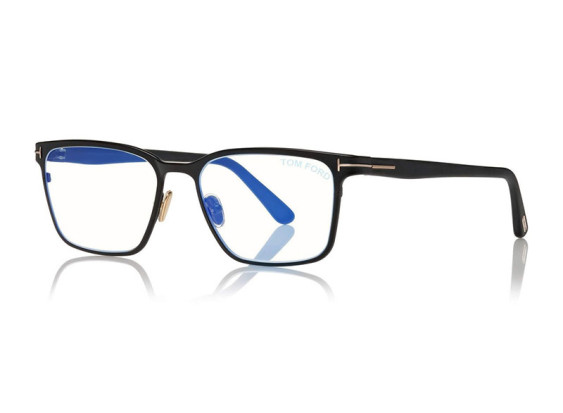 Tom Ford FT5733-B 002 Matte Black/Shiny Rose Gold/Clear Blue Light Block 55mm
