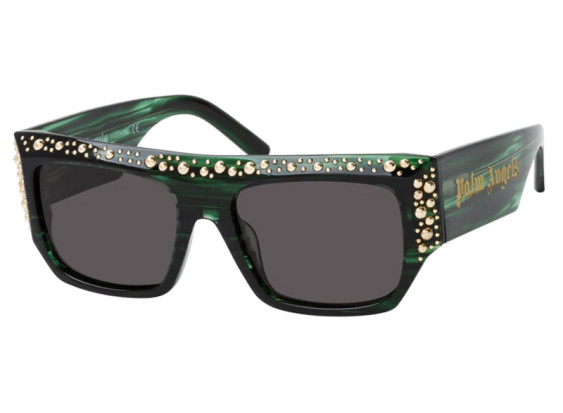 Palm Angels PERI008 CASABLANCA 5807 Striped Green and Black with Gold Studs/Grey