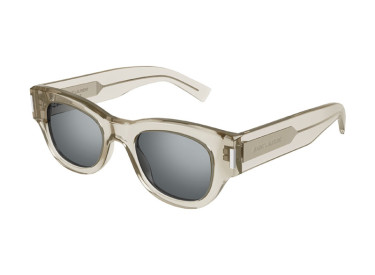 Saint Laurent SL573 003 Transparent Beige/Silver Mirror