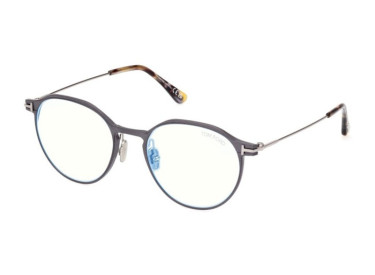 Tom Ford FT5866-B 013 Matte Dark Ruthenium/Shiny Grey Havana/Clear Blue Light Block 52mm