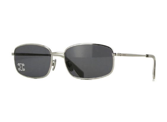 Celine CL40285U RHINESTONE TRIOMPHE 16A Shiny Palladium/Grey with Crystal Logo Studs
