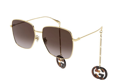 Gucci GG1031S 003 Gold/with Havana Detachable Jewelry Charm/Brown Gradient