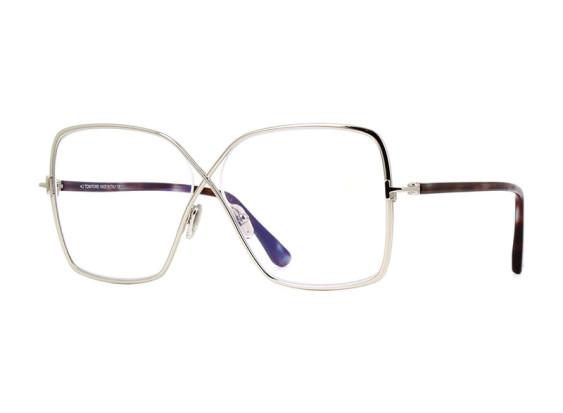 Tom Ford FT5841-B 016 Shiny Palladium/Clear Blue Light Block 59mm