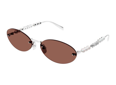 Gucci GG1922S 002 Shiny Silver with White Pearl/Brown