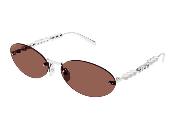 Gucci GG1922S 002 Shiny Silver with White Pearl/Brown