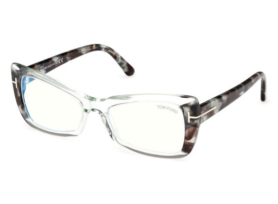 Tom Ford FT5879-B 093 Shiny Light Green/Colored Havana/Blue-Light Block Lenses 55mm