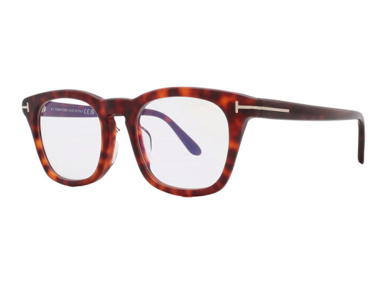 Tom Ford FT5870-F-B 054 Red Havana/Clear Blue Light Block 52mm