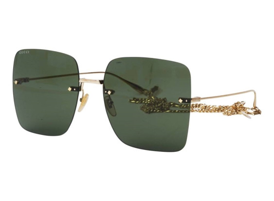 Gucci GG1147S 002 Gold/Dark Green with Gold Chain