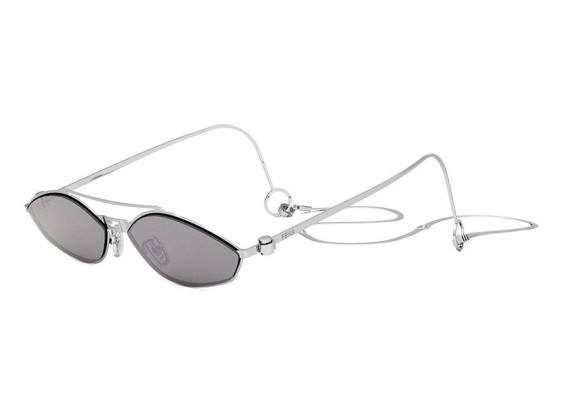 Fendi FE40114U-Y 16C Shiny Palladium with  Palladium Chain/Smoke with Silver Mirror
