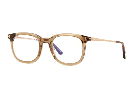 Tom Ford FT5904-B 045 Shiny Light Brown/Clear Blue Light Block 50mm