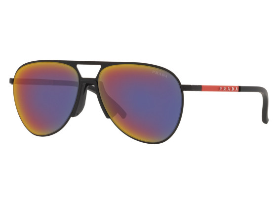Prada PS51XS 1BO01M Matte Black/Dark Grey Mirror Blue/Red
