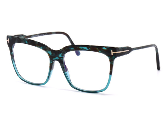 Tom Ford FT5768-B 056 Shiny Teal/Clear Blue Light Block 54mm