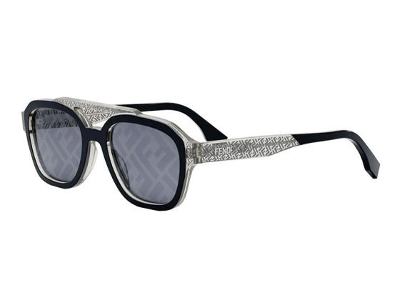 Fendi FE40076U 90X Blue/Transparent with Grey FF Pattern/Blue with FF Pattern