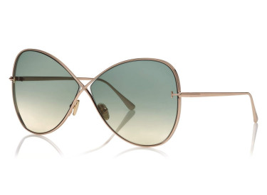 Tom Ford FT0842 28P Shiny Rose Gold/Gradient Turquoise To Sand