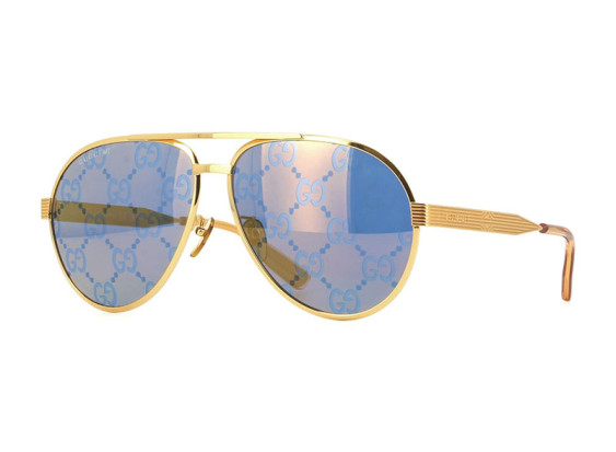 Gucci GG1513S 005 Shiny Gold/Blue with Gold Logo Mirror