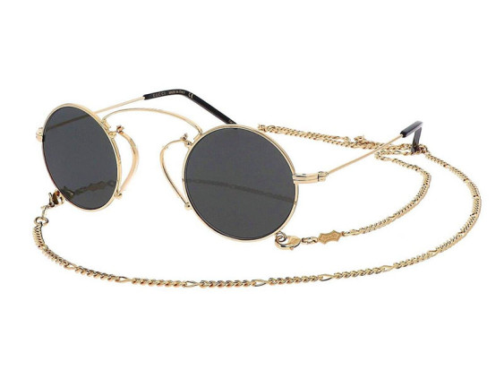 Gucci GG0991S 002 Gold/Grey with Gold Chain