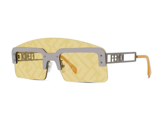 Fendi FE40023U 12J Gun Metal/Yellow with FF Pattern