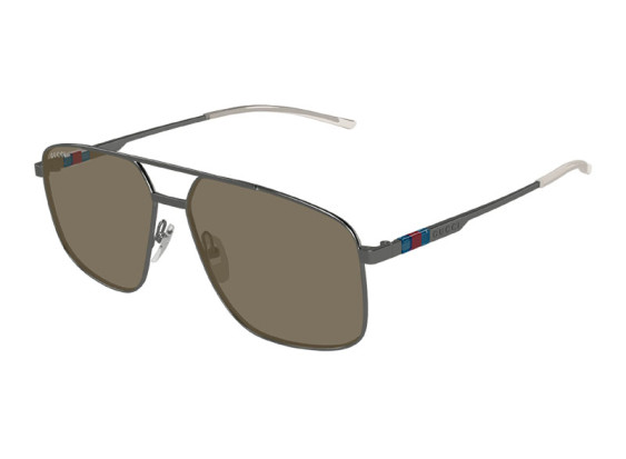 Gucci GG1676S 003 Shiny Dark Ruthenium/Brown