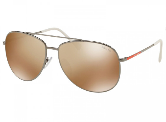 Prada Sport PS55US 5AVHD0 Gunmetal / Dark Brown Gold Mirror