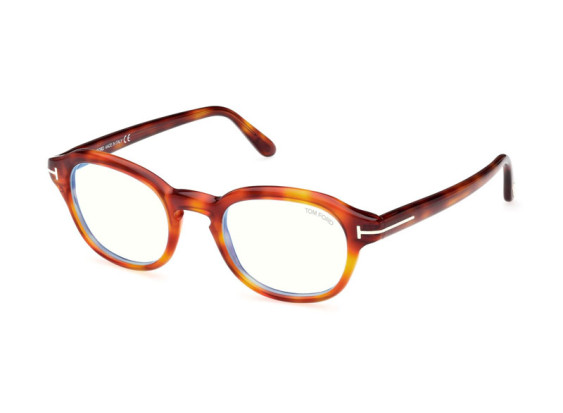 Tom Ford FT5871-B 053 Light Havana/Clear Blue Light Block 49mm