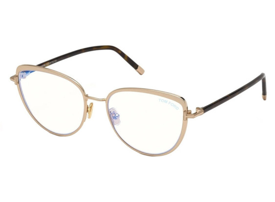 Tom Ford FT5741-B 028 Shiny Rose Gold/Dark Havana/Clear Blue Light Block 55mm