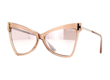 Tom Ford FT0767 57G Rose Champagne with Rose Gold/Light Brown Gradient with Silver Mirror