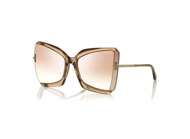 Tom Ford FT0766 57G Rose Champagne with Rose Gold/Gradient Brown Silver Flash