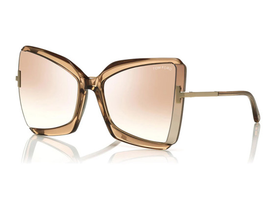 Tom Ford FT0766 57G Rose Champagne with Rose Gold/Gradient Brown Silver Flash