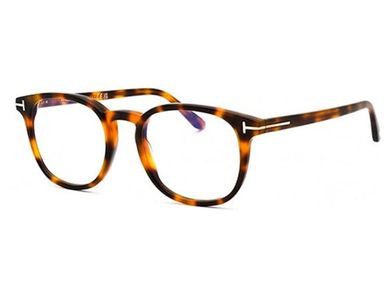 Tom Ford FT5819-B 053 Shiny Blonde Havana/Clear Blue Light Block 52mm
