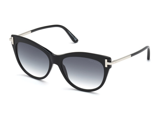 Tom Ford FT0821 01B Shiny Black with Shiny Palladium/Smoke