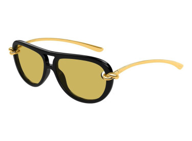 Bottega Veneta BV1418S 001 Shiny Black/Gold/Nicotine
