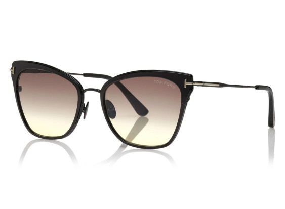 Tom Ford FT0843 01B Shiny Black with Shiny Rose Gold/Gradient Smoke to Yellow
