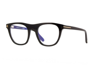 Tom Ford FT5895-B 001 Shiny Black/Clear Blue Light Block 51mm