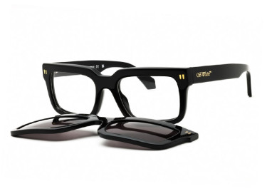 Off-White OERI130 CLIP ON2 1307 Black/Logo Gold/Clear with Magnetic Clip-On Dark Grey