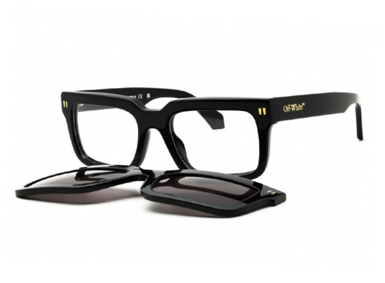 Off-White OERI130 CLIP ON2 1307 Black/Logo Gold/Clear with Magnetic Clip-On Dark Grey