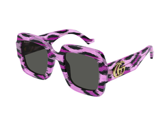 Gucci GG1547S 003 Glitter Fuchsia With Black Striped/Grey